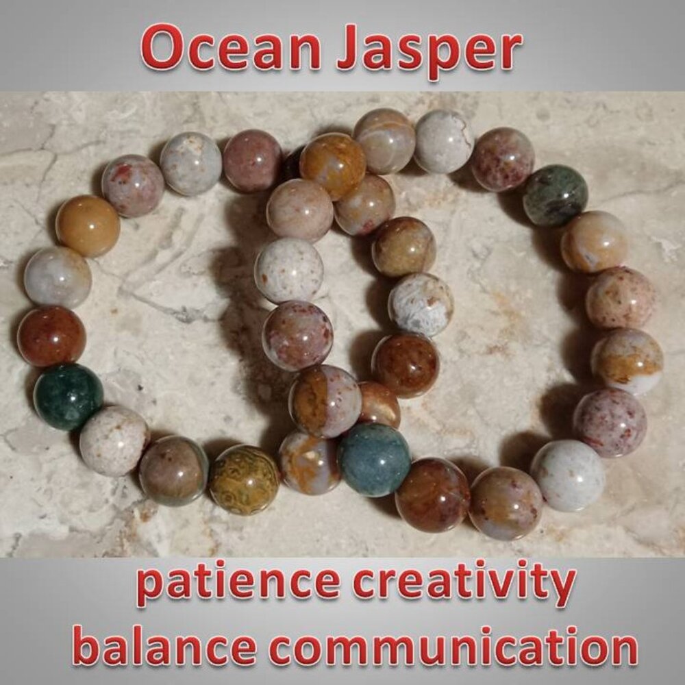12mm Ocean Jasper bracelet : communication creativity balance